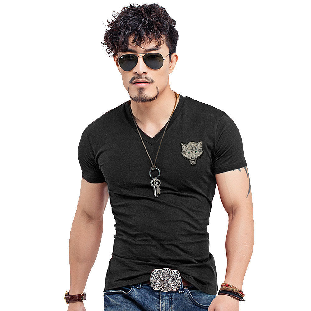 Tactical Short-Sleeved T-Shirt Chinese Special Forces Men'S Cotton Wolf Head Military Slim Base