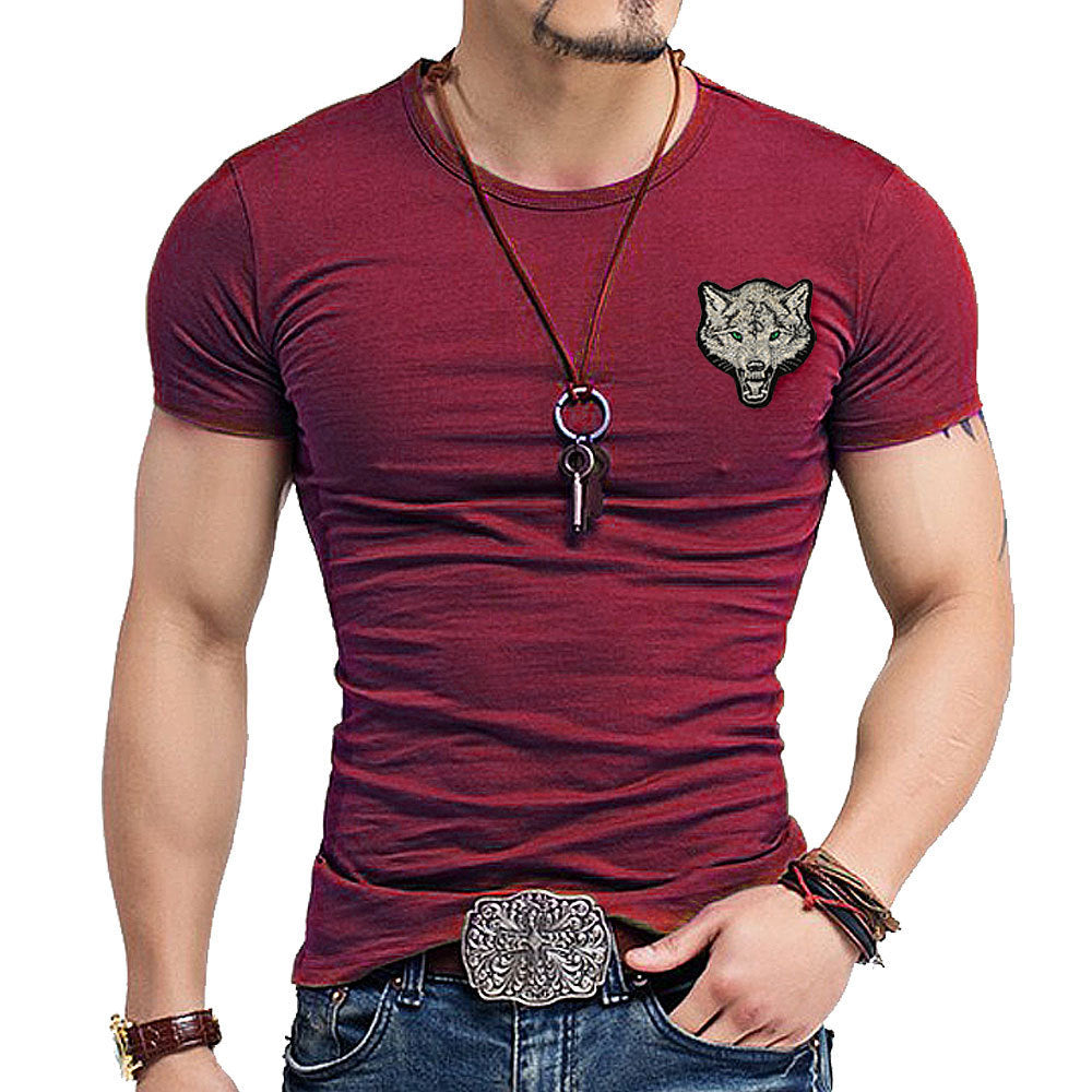 Tactical Short-Sleeved T-Shirt Chinese Special Forces Men'S Cotton Wolf Head Military Slim Base